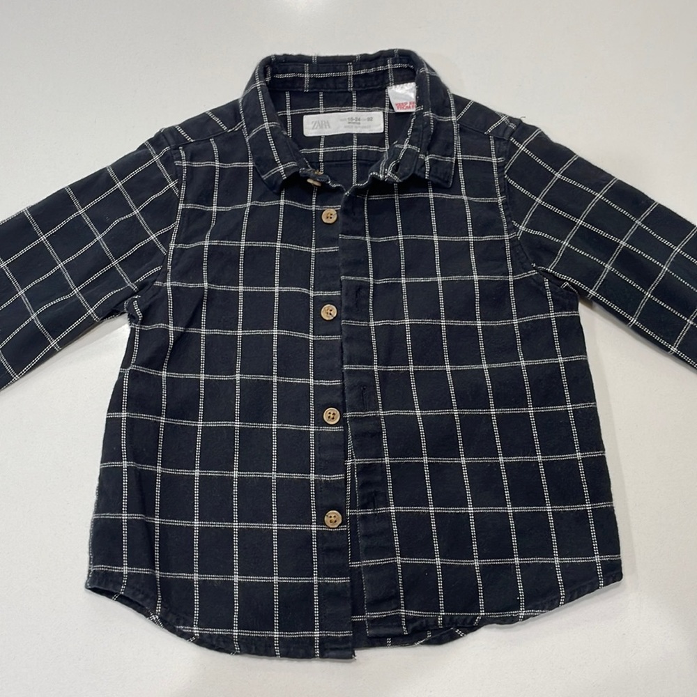 Toddler Zara Kids Black Button-Up Long Sleeved Shirt
